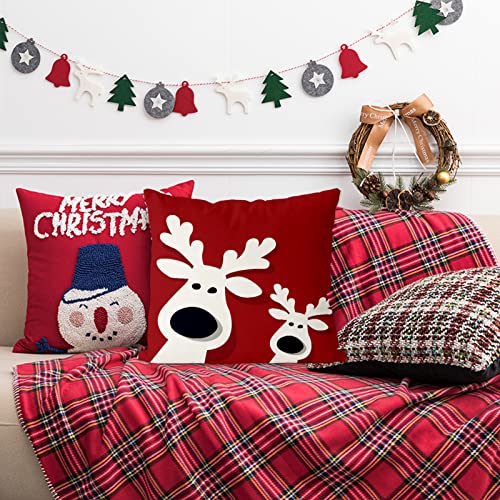 Gagec Christmas Pillow Covers 18X18 Inch Elk Deer Winter Throw Pillows Living Room Red Decorative Pillowcase Cushion Case For Sofa Couch Merry Christmas Home Decor #TOP3