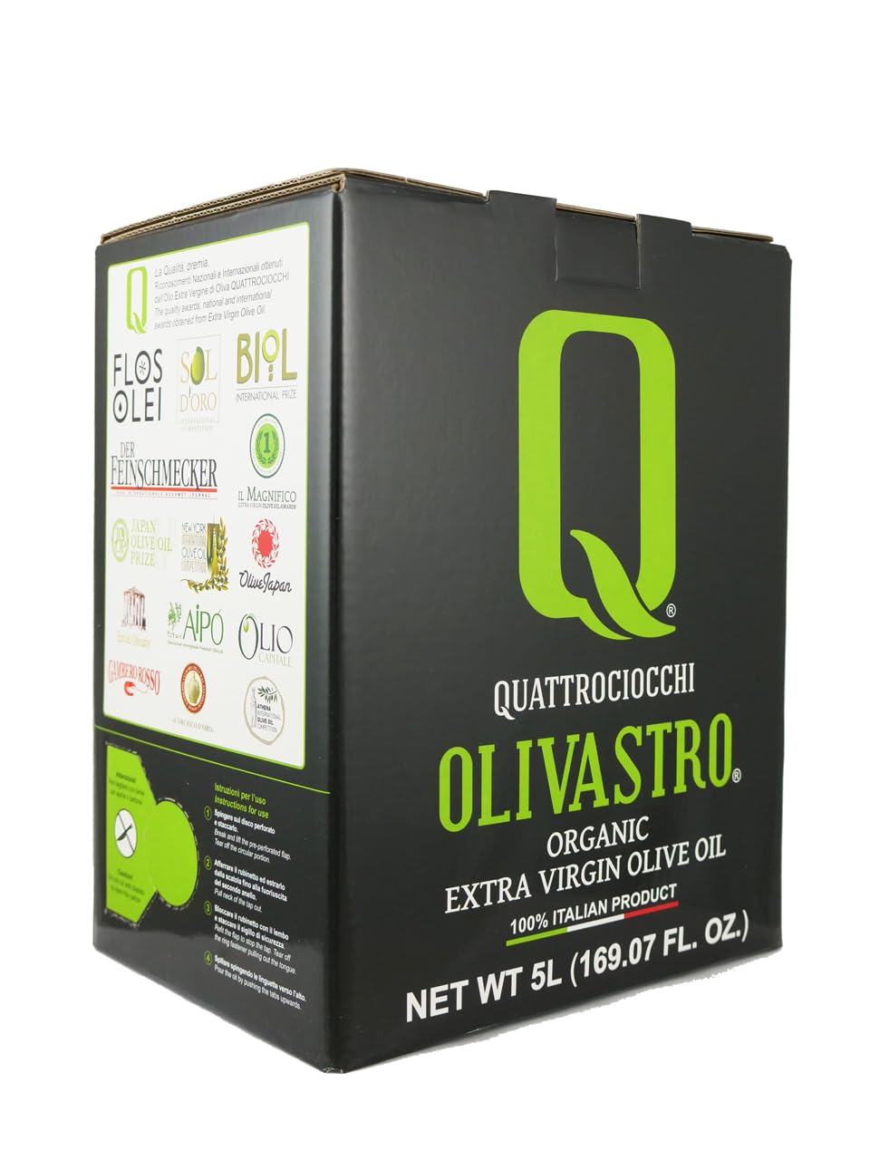 Quattrociocchi Olivastro 2020 Harvest Organic Italian Extra Virgin Olive Oil - 5 Liter / 169 Ounce Tin - Monovarietal Itrana