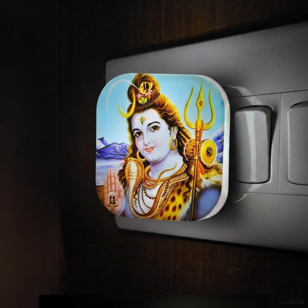 Lord Shiva Blessings 0.5W LED Plug-in Night Lamp for Pooja Room