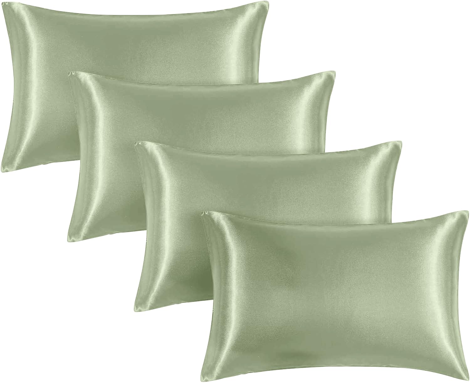 Moonlight Bedding Mint Satin Pillowcases 4 Pack – Soft & Smooth Feels Like Silk Pillowcases for Hair and Skin Care