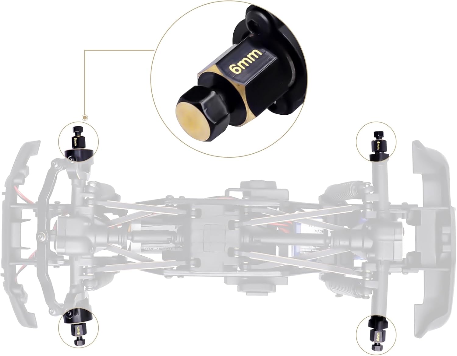 HobbyPark Brass Front Steering Knuckles Caster Blocks C-Hubs Weights Wheel Hex for 1/18 Traxxas TRX4M Upgrades Replacement w/Bearings
