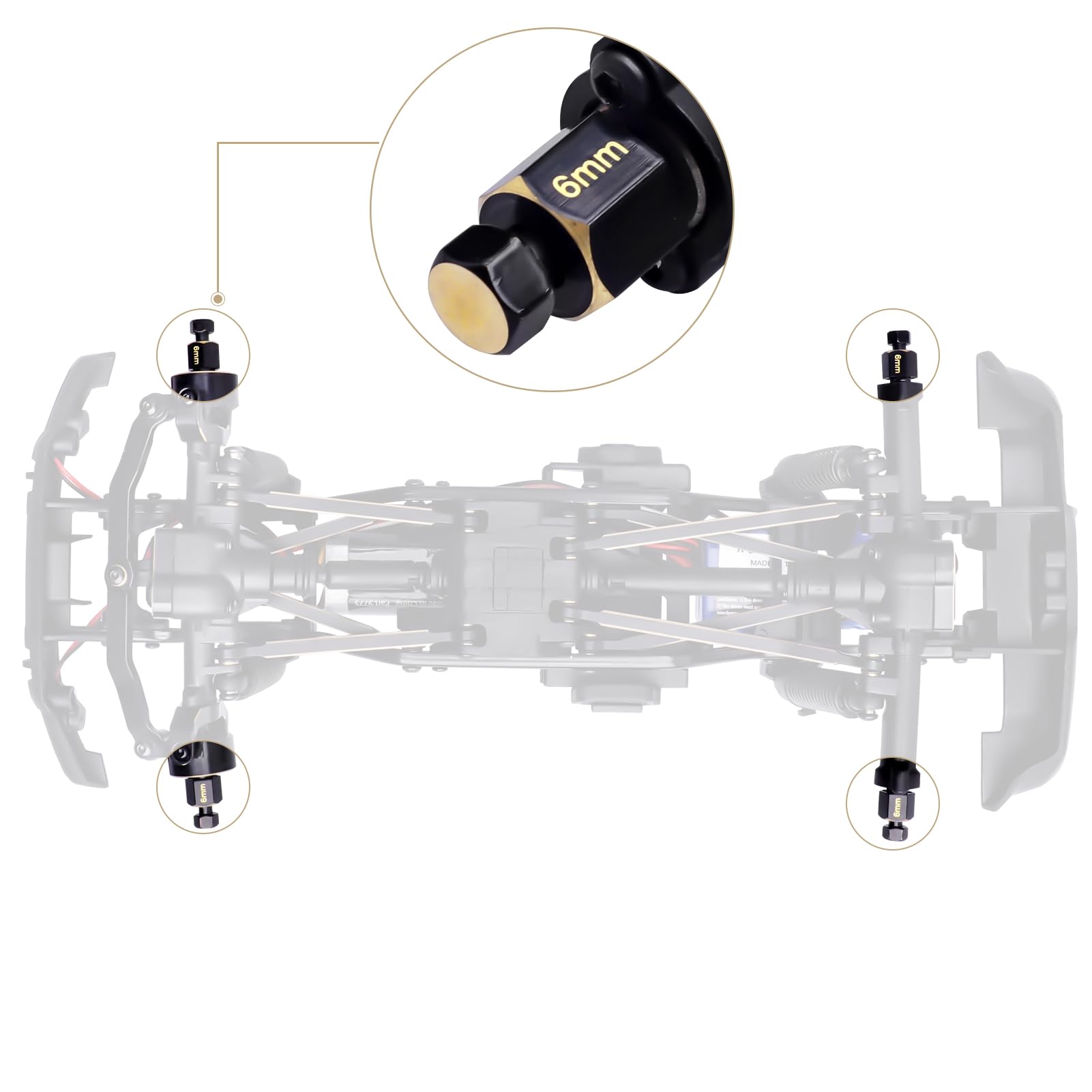 GLOBACT Brass Steering & Caster Block Set For 1/18 TRX4M - Black Brass Counterweight Upgrade Parts (55g/Set) - View #3