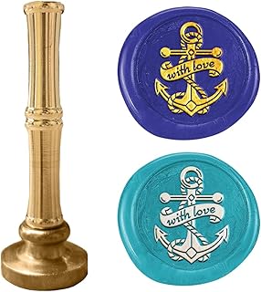 with Love Anchor Wax Seal Stamp Vintage Embossed Sealing Stamp Removable 1" Brass Sealing Wax Head with Brass Handle for Invitations Envelopes Craft Wedding Valentine's Card Decoration