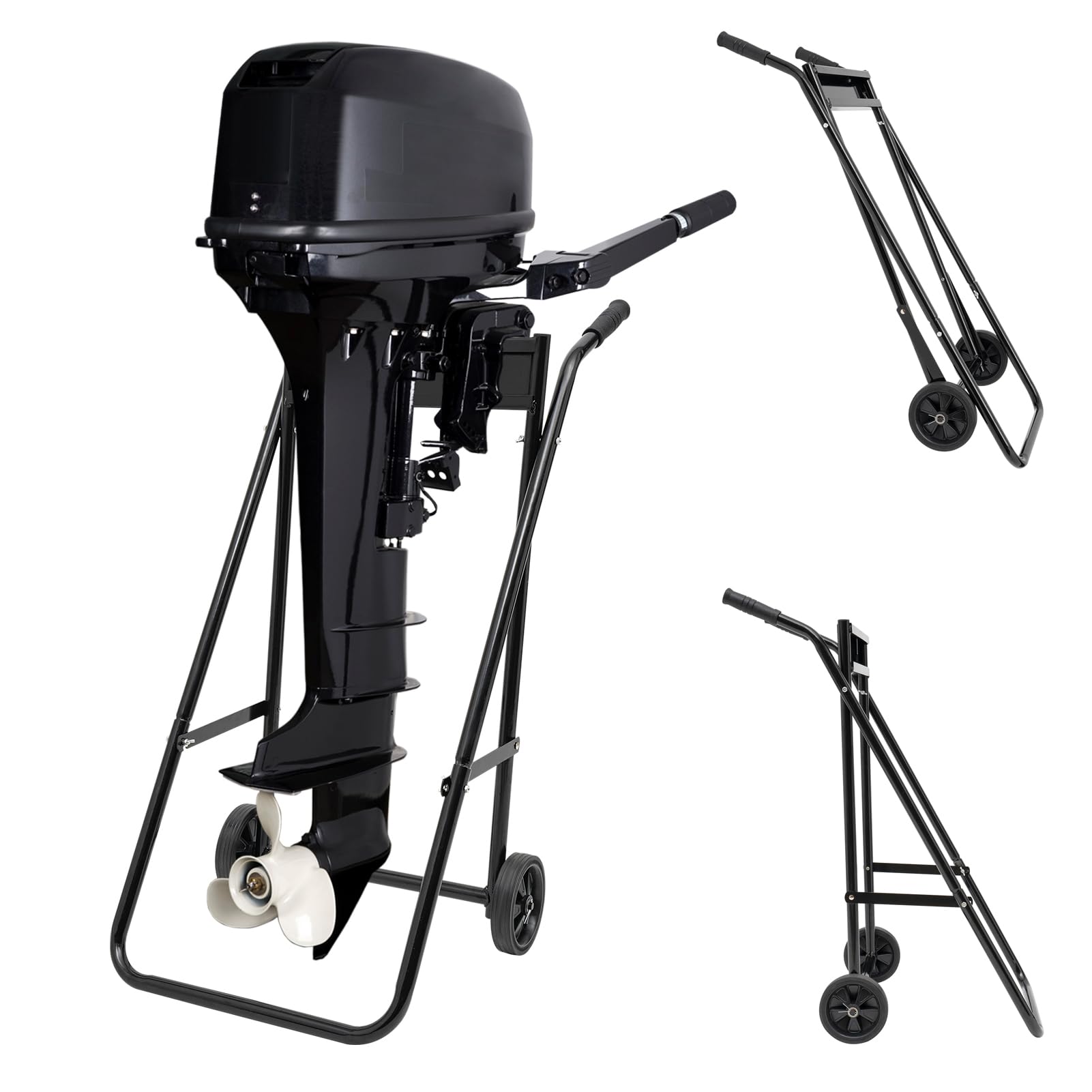 Soporte para motor fueraborda, carro plegable con mango de goma y ruedas de goma, para almacenamiento y transporte de hasta 40 kg