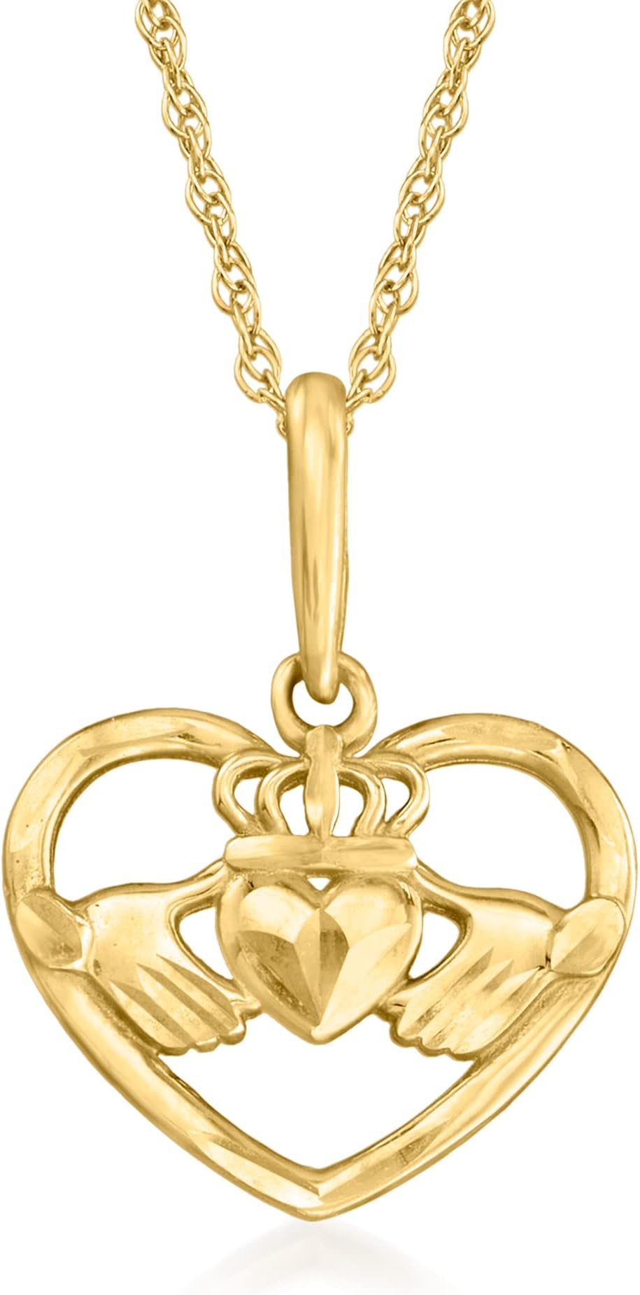 Canaria Fine JewelryCanaria 10kt Yellow Gold Claddagh Heart Pendant Necklace. 18 inches