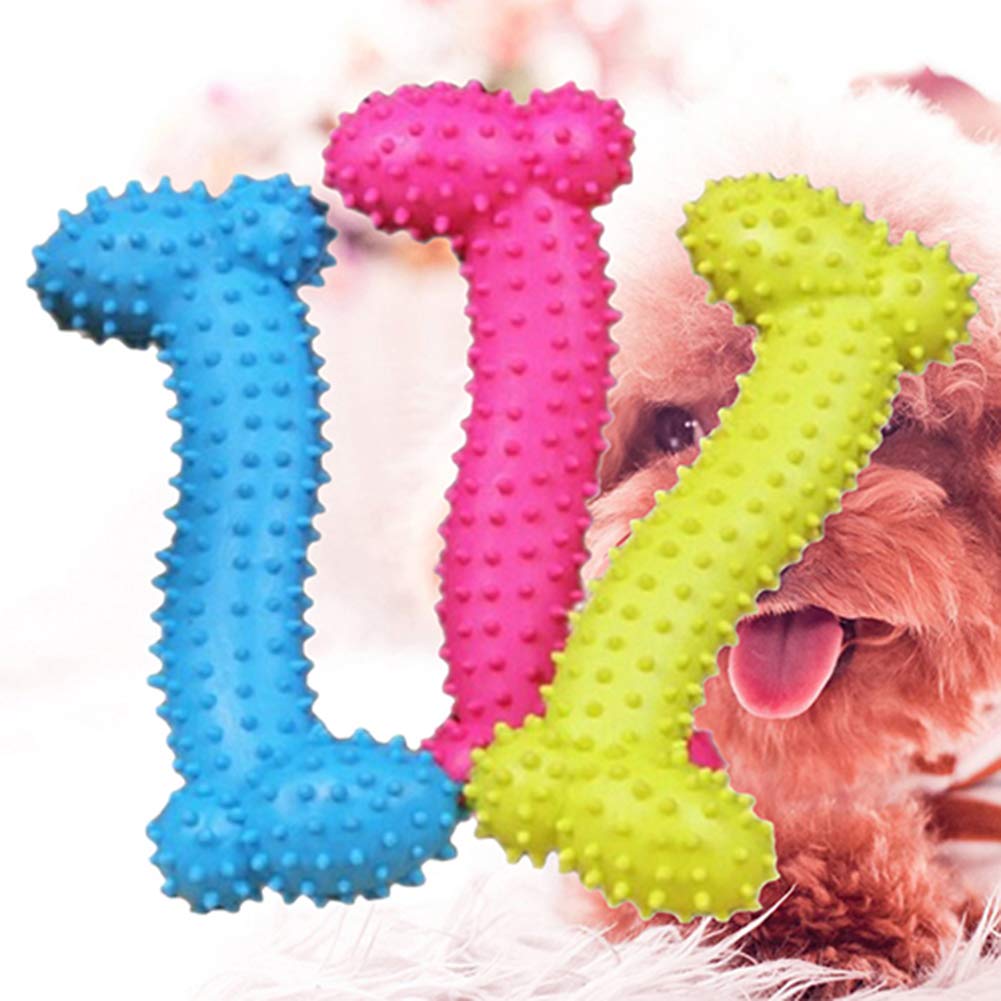 shlutesoy Pet Chew Toys Resistant to Bite Bone Pet Dog Puppy Molar Thorn Chew Toy for Teeth Training