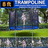 SereneLife Outdoor Trampoline for Kids and Adults - 8ft 10ft 12ft - ASTM Certified Heavy Duty Garden Trampoline with Safety Poles Netting and Stable Rustproof Frame - Image 4