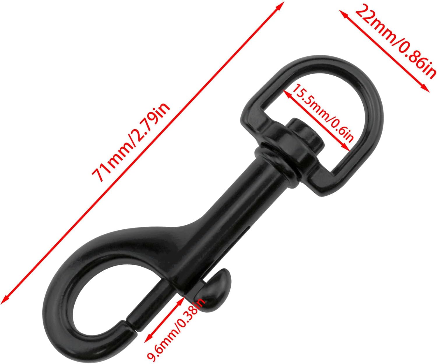 xhziy 4 Pack Swivel Snap Hooks, 2.5 Inch Black Bolt Clips for Rope