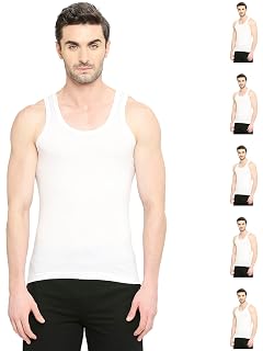 VIP BONUS PREMIUM Men's 100% Cotton Sleeveless Vest, 85 Size, Pack of 6, White