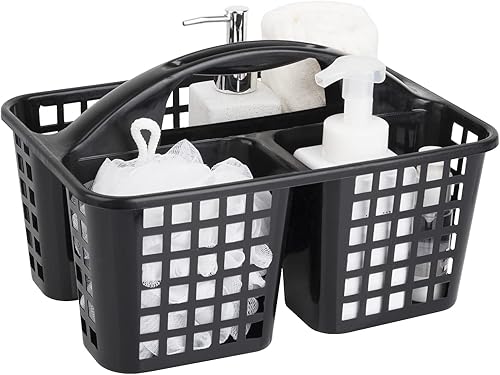 Andmey Cleanning Caddy - Cesta de almacenamiento de plástico para ducha, con asa para jardín, suministros de limpieza, color negro
