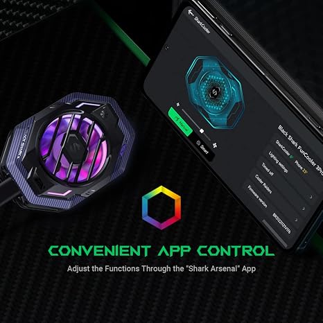 Phone Cooler Black Shark Phone Cooling Fan 20W Cooling Power Mobile Phone Radiator Cell Phone Cooler with Vertical Air Vents APP Temperature Control RGB Light NTC Protection (3Pro)