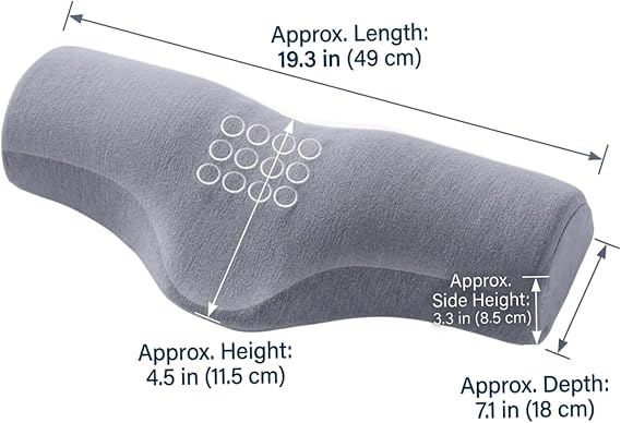 Mckenzie Cervical Roll Memory Foam Neck Pillow For Sleeping, Cervical Support Pillow With Ergonomic Contour Design & Massage Points, Neck And Shoulder Relaxer Bolster, Light Gray, relaxer