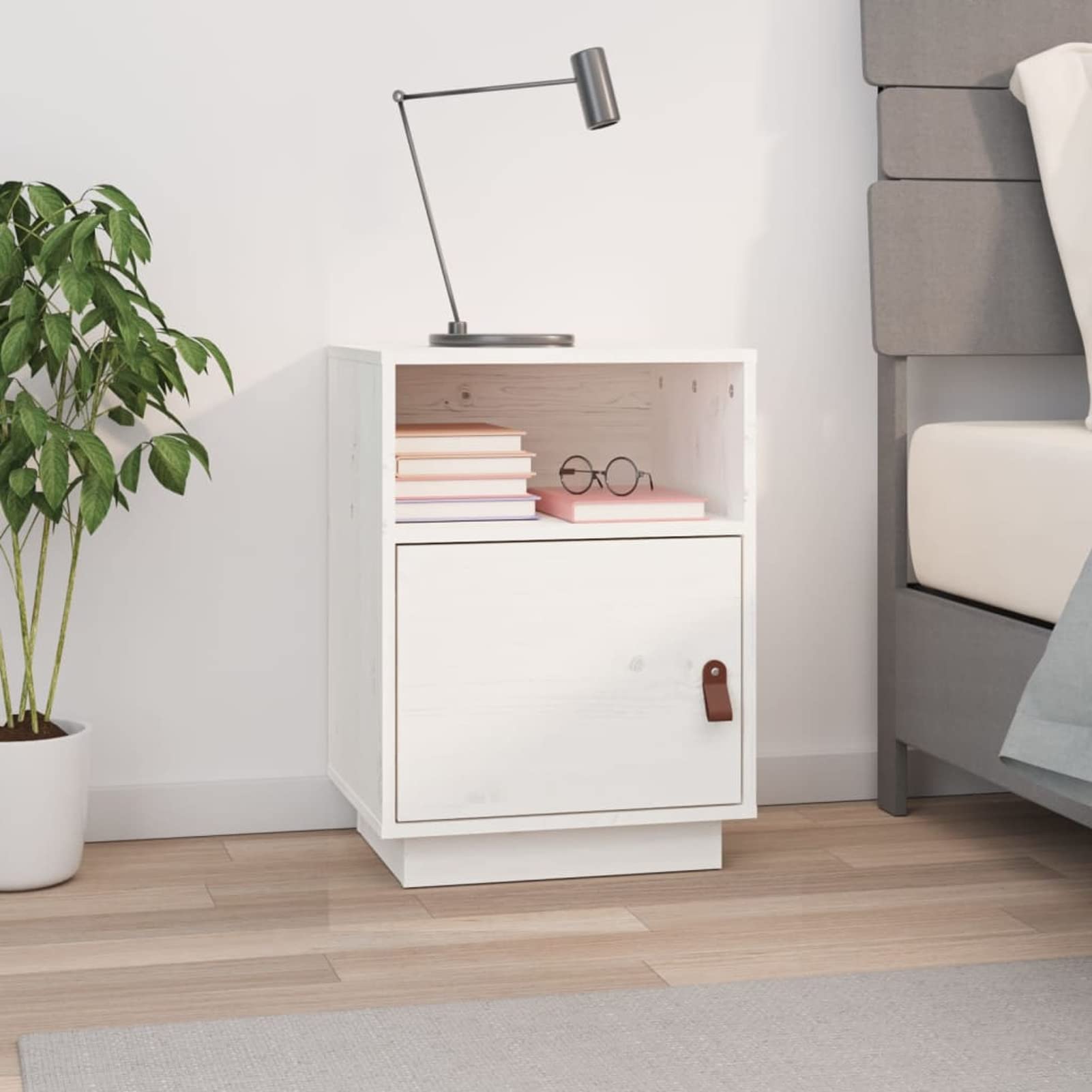 Table de chevet blanc 40x34x55 table de nuit bois de pin solide petit meuble lit