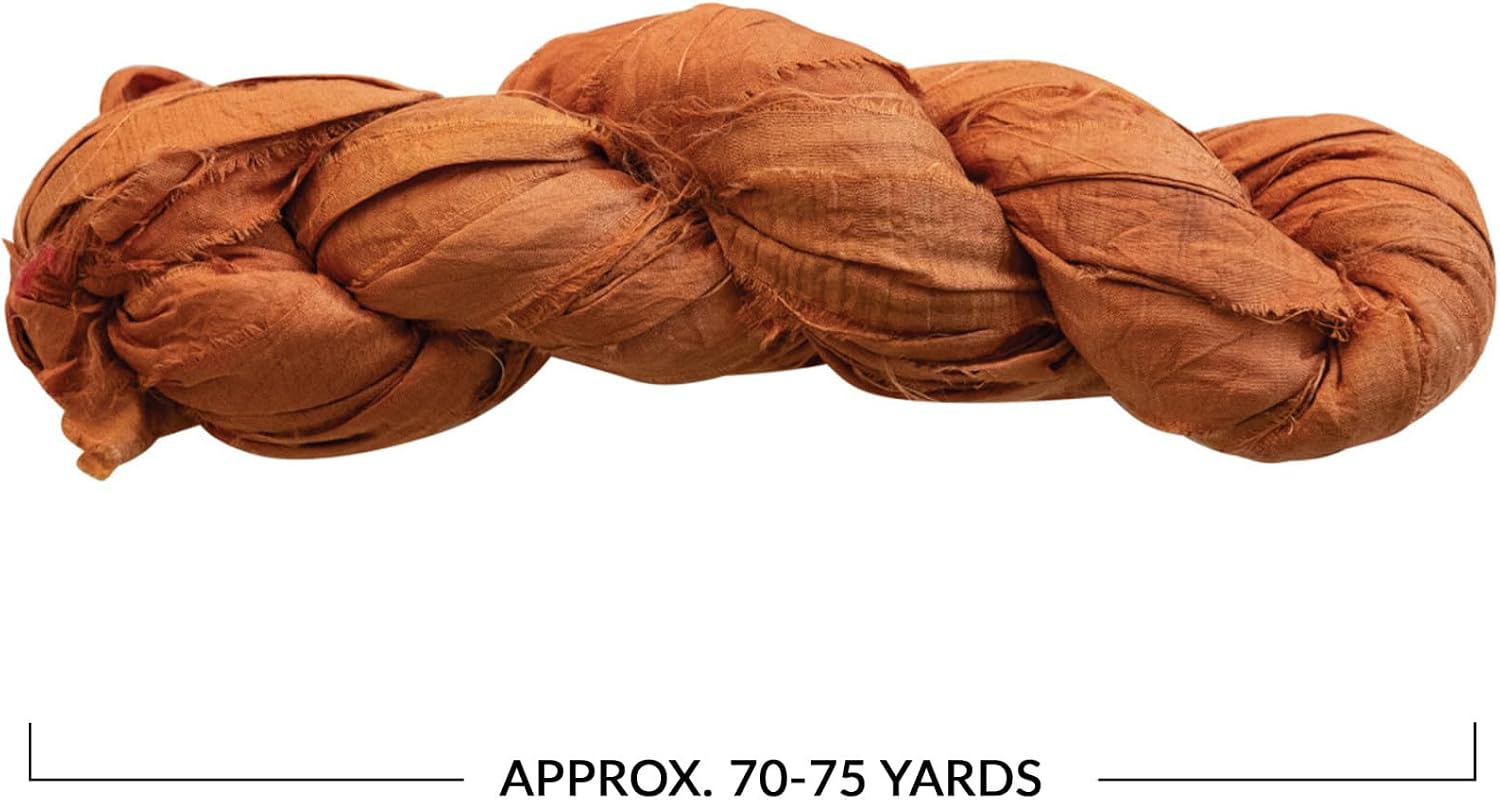 Creative Co-Op 75-Yard Torn Silk Ribbon, Pumpkin