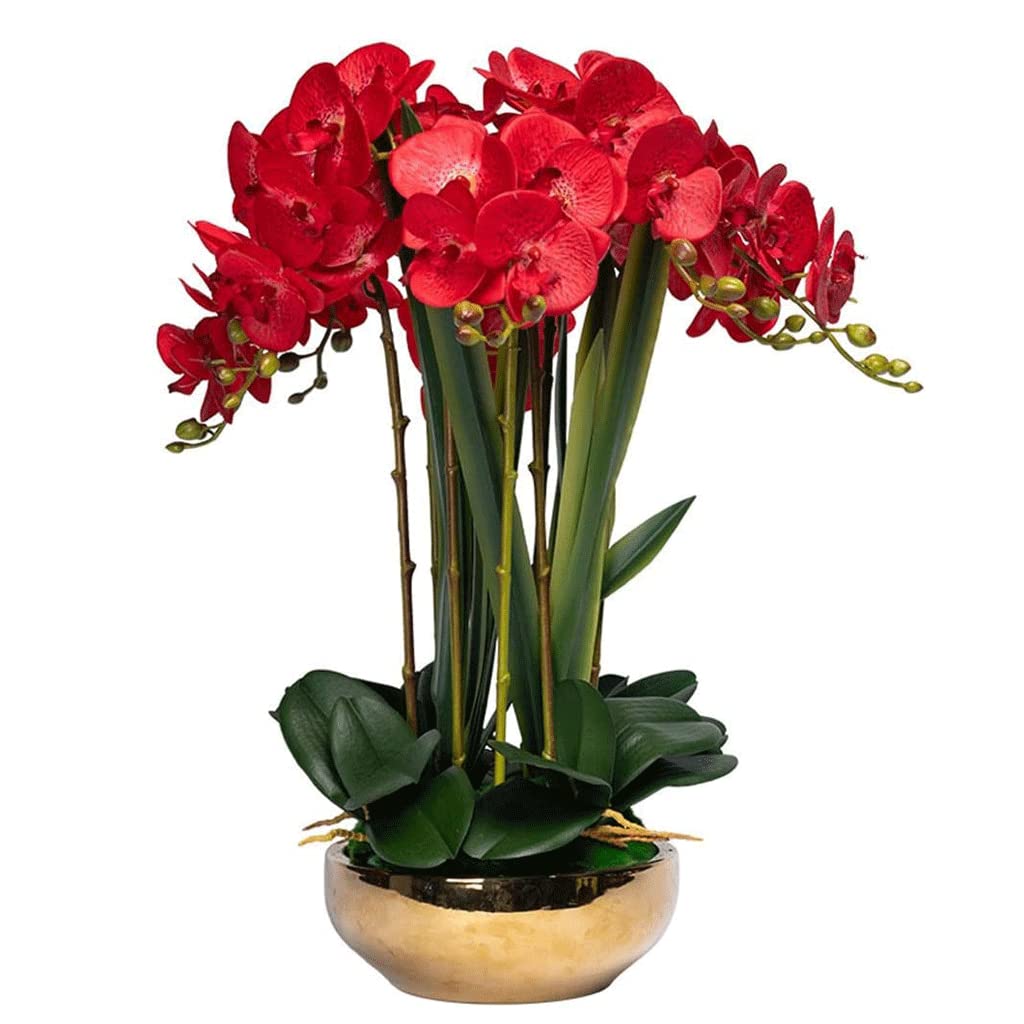 XDLEDMKIZ Orchid Artificial Flowers 8 Heads Artificial Phalaenopsis Flowers Potted Orchids Artificial Plants Faux Orchids Classic Artificial Flowers natural look