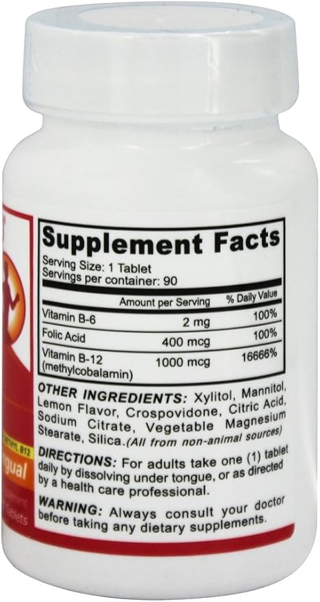 Vitamina B12 Sublingual 1000mcg 90 Tabletas Vegano miniatura 2