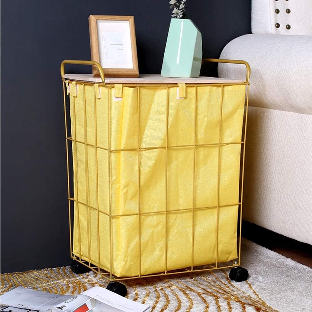 Laundry Basket Storage Bin Waterproof Clothes Storage Basket Dirty Clothes Box Clothes Bucket Laundry Basket (Color : Gold+Yellow, Size : 32 23 55.5cm) (Gold+yellow 38 * 28.5 * 61cm)