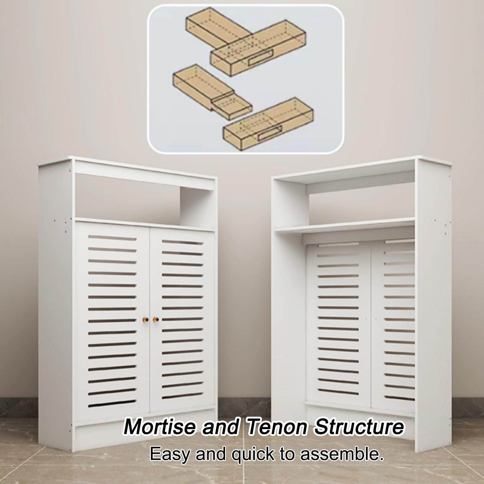 Genérico Cubre radiador y Armario de Almacenamiento, Organizador Decorativo de 2 Puertas para salón y baño, toallero Multifuncional y Zapatero, Cubre Calefactor/tubería (90 x 100 x 25 cm/35 x 39 x 10
