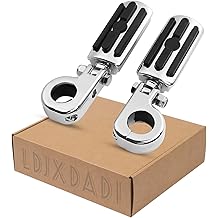 1.25" Highway Footpegs, Adjustable Footrest Mounting P-Clamps Compatible with Harley Sportster Touring Softail Dyna Honda Kawasaki Suzuki Yamaha with 1-1/4" Engine Guard（Chrome）