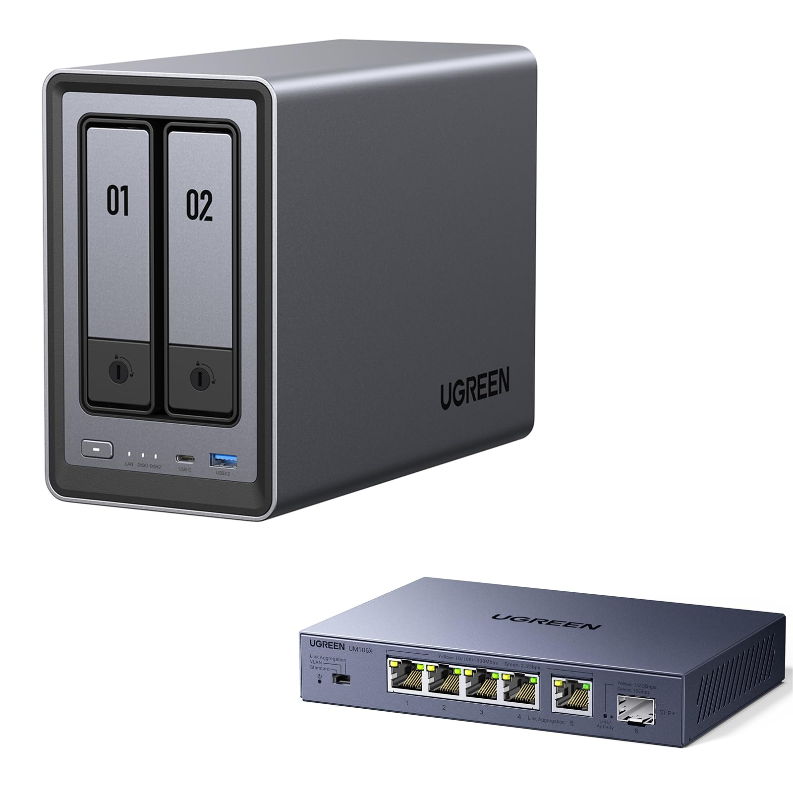 UGREEN NASync DXP2800 2-Bay NAS Server mit 2.5G LAN Switch(Diskless)