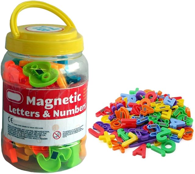 78 Magnetic Fridge Letters, Numbers & Symbols in a Tub, Great Way for Children to Learn ABC Alphabet and to Count, Educational Learning Toy, Ideal for Preschool Spelling & Counting, Home School Games