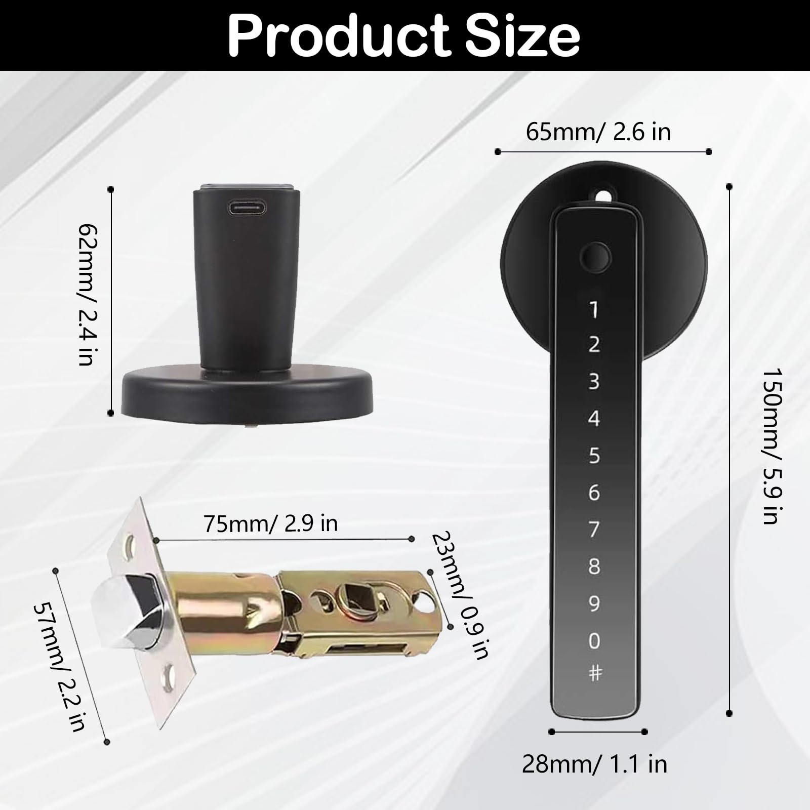 Serratura intelligente per porte interne, serratura elettronica con impronte digitali e 4 opzioni di sblocco per camera da letto e ufficio (spessore porta 35-55 mm)