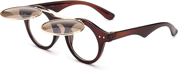 Classic Small Retro Steampunk Circle Flip Up Glasses/Sunglasses Cool Retro New Model