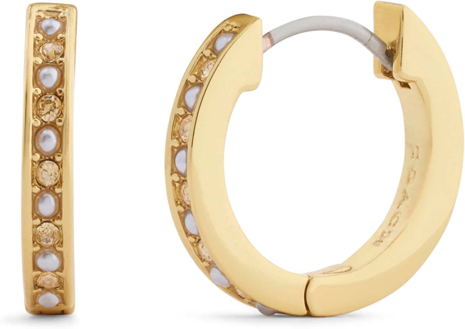 COACH Jewelry Women's Classic Pearl Huggie Earrings