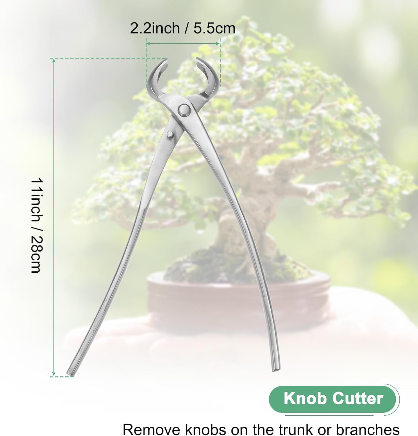 Bonsai Tool - 11 Inch Stainless Steel Knob Cutter, Bonsai Tree Plants Modeling Tools, Applying to Gardening Pruning Knobs/Tumors (280mm, Silver)