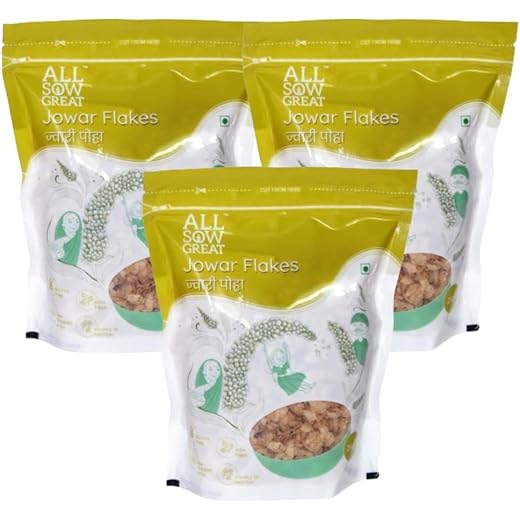 ALL SOW GREAT Jowar Poha Flakes | Jowar Poha/Flakes for Healthy Breakfast Rich in Fiber & Protein | Millet for Diet Food | Gluten Free Sorghum Flake (Pack Of 3)