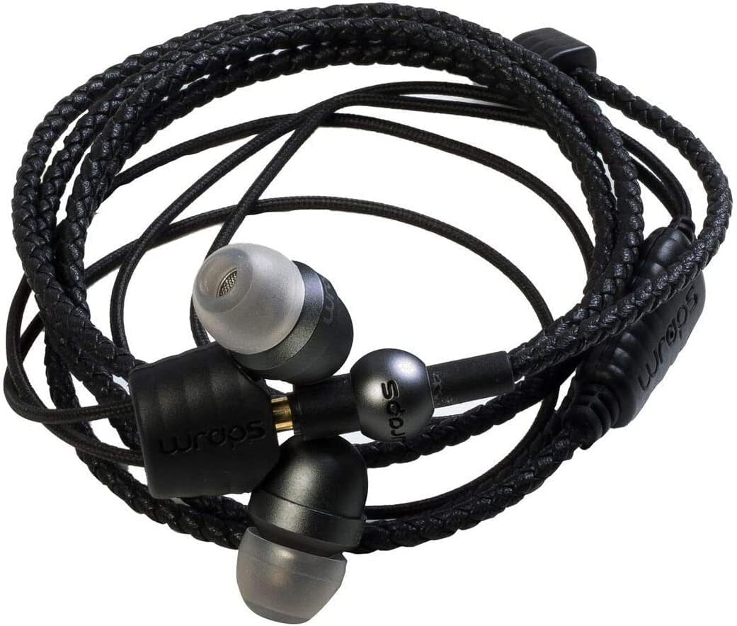 Wraps Wearable Braided Wristband Headphone Earbuds, Space Grey (WRCOSG-V16M)