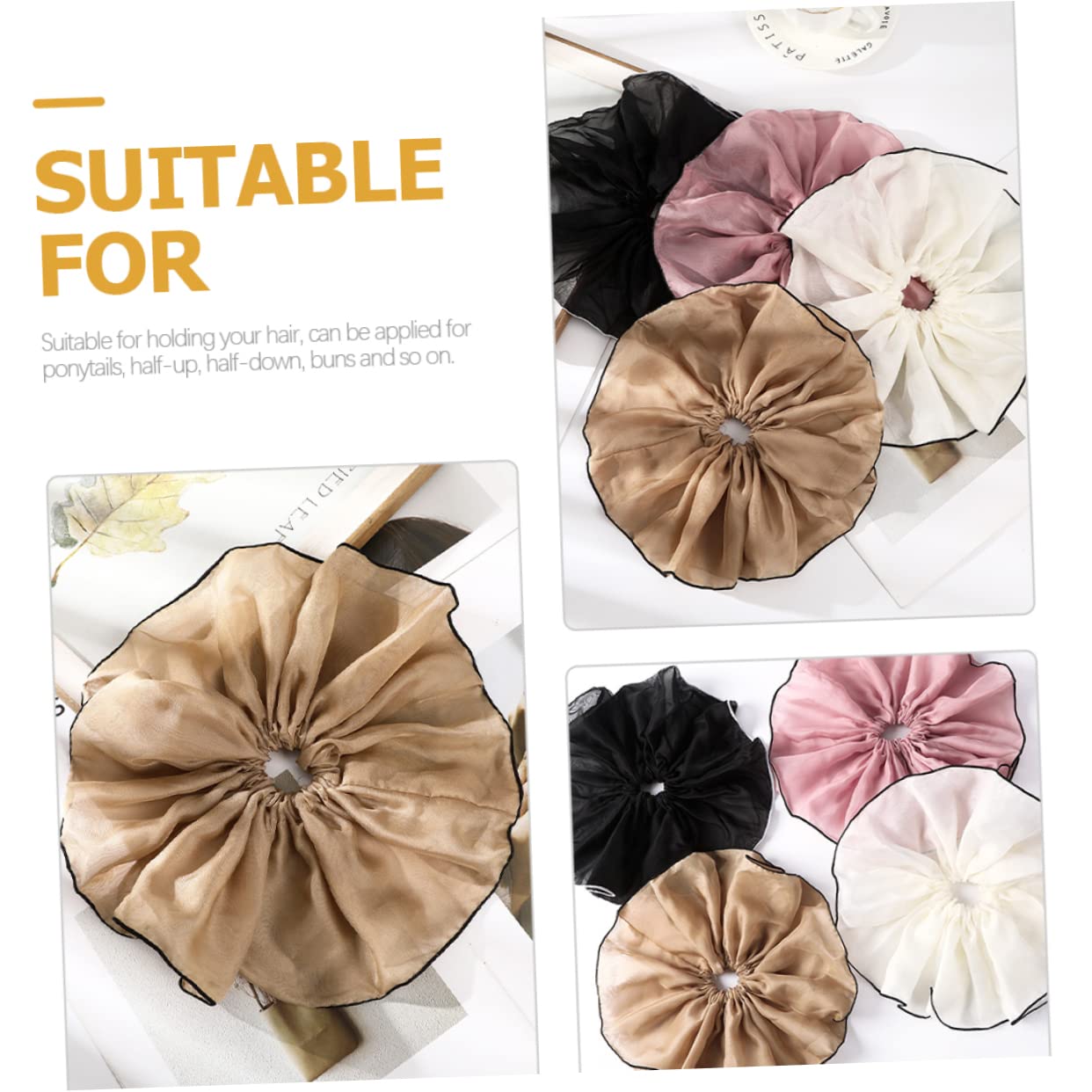 MAGICLULU 16piezas Scrunchies De Pelo Elásticos Para Mujer y Niñas Accesorios De Cabello Colores Neutros