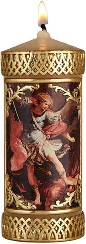 Needzo Hand Crafted St Michael The Archangel Catholic Prayer Candle, Unscented Decorative Candles for Devotional, Religious Gifts for Christian Families, 4.75 Inches