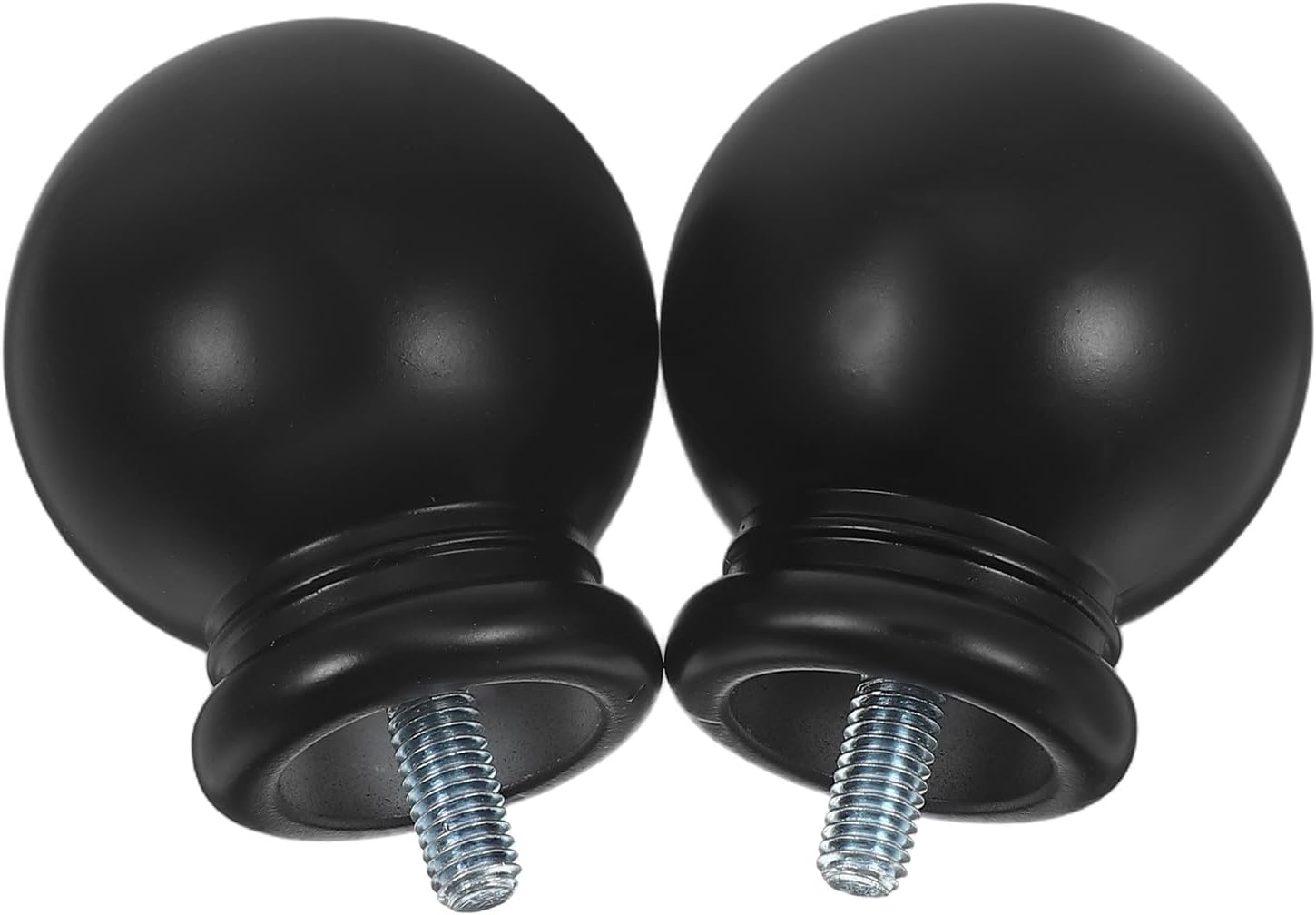CLISPEED Black Plastic Curtain Rod Finials 2Pcs Ball Head Design Decorative End Caps for Home Window Drapery Rods