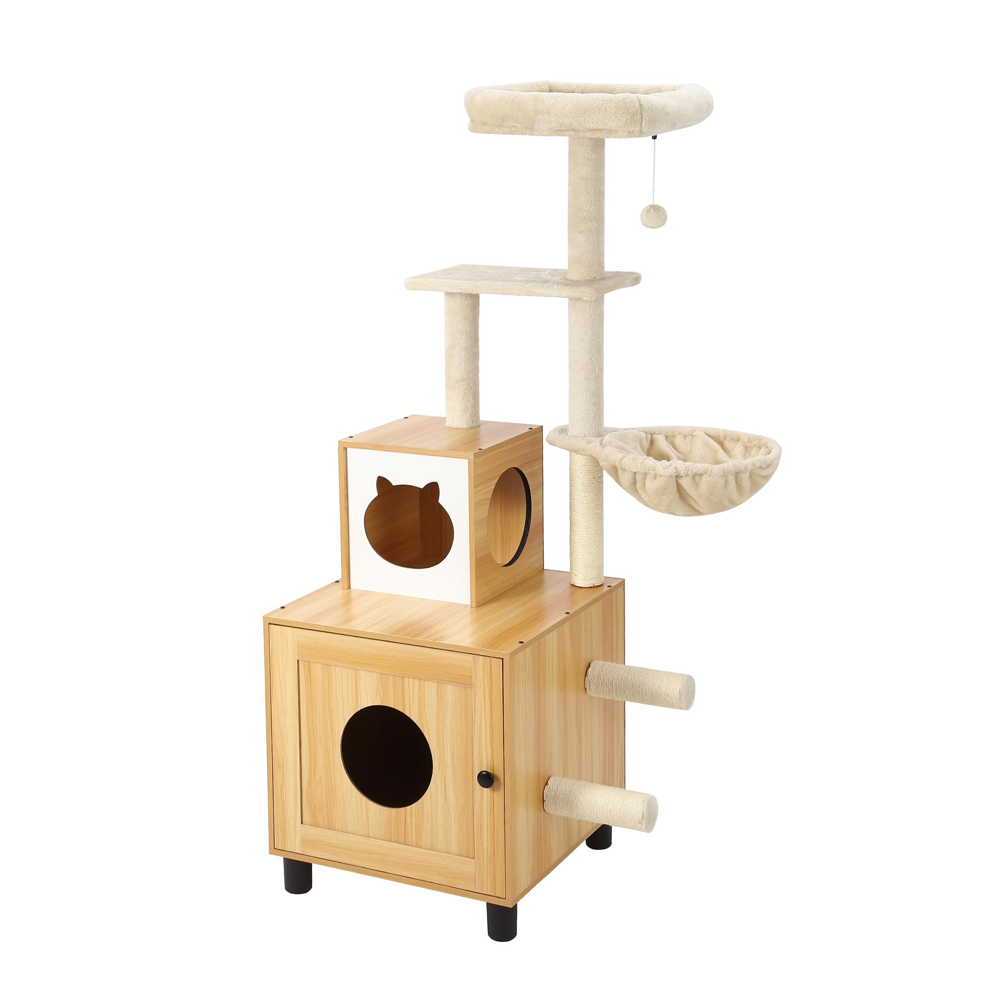 Amazon | Euker（ユーカー）キャットタワー 木製 猫トイレ収納 目隠し