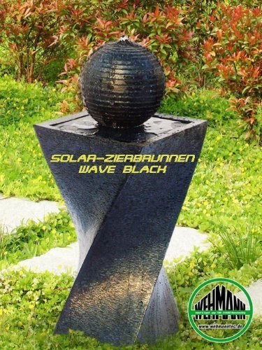 Solarbrunnen Wave Black Solarspringbrunnen Garten Brunnen Komplettset für Garten und Terrasse Tag und Nacht mit Memoryfunktion !!!