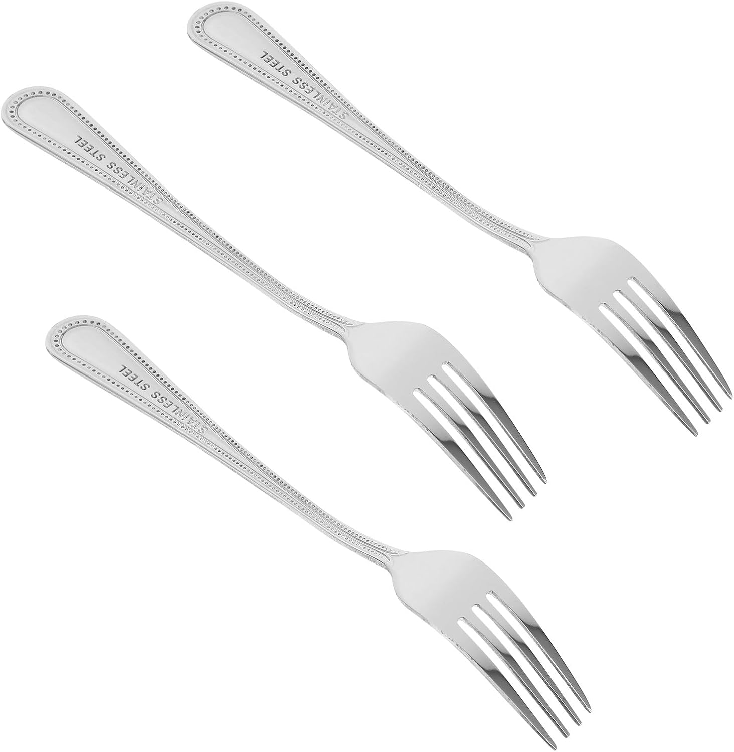 3pcs Small Metal Dessert Forks Set Fruit Serving Cake Forks Compact Stainless Steel Pastry for Home and Party Use