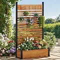 DWVO 72" H x 42" W Outdoor Privacy Fence, Planter Box with Trellis, Wood Fence Panel, Privacy Wall Outdoor for Backyard, Patio,1 Panel, Brown