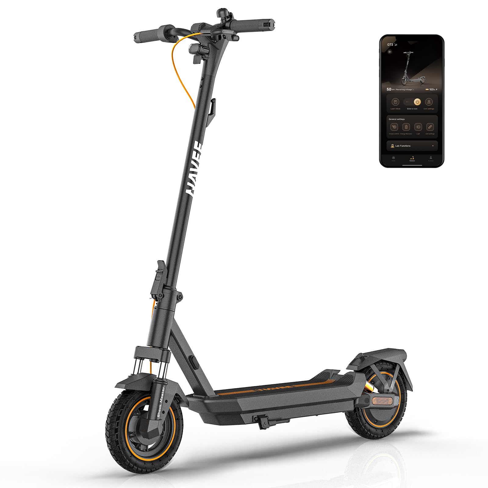 NAVEE Monopattino Elettrico Adulto G Series,motore 1350W/1000W/700W, Autonomia 75-50km, Pneumatici tubeless 10",Sospensioni Quadruple，Blocco Bluetooth, TCS Anti-Scivolo