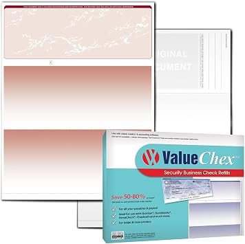 VersaCheck ValueChex - 55 Blank Business Voucher Checks - Burgundy Prestige - 55 Sheets Form #1000 - Check on Top