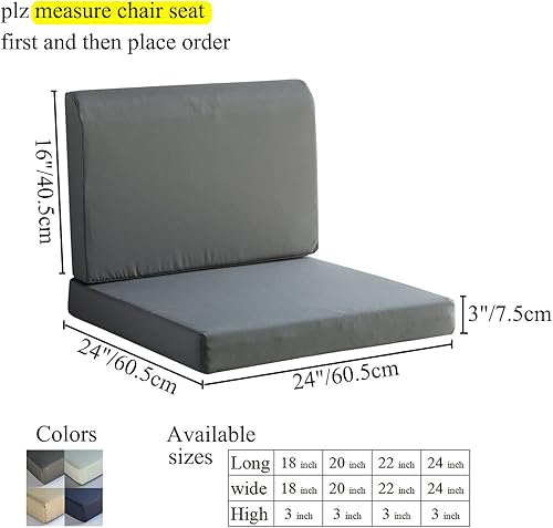 Miniatura 2 de Cojines para sillas de patio con cojín de respaldo, parte inferior antideslizante, cojines cuadrados impermeables para sillas de exterior con lazos