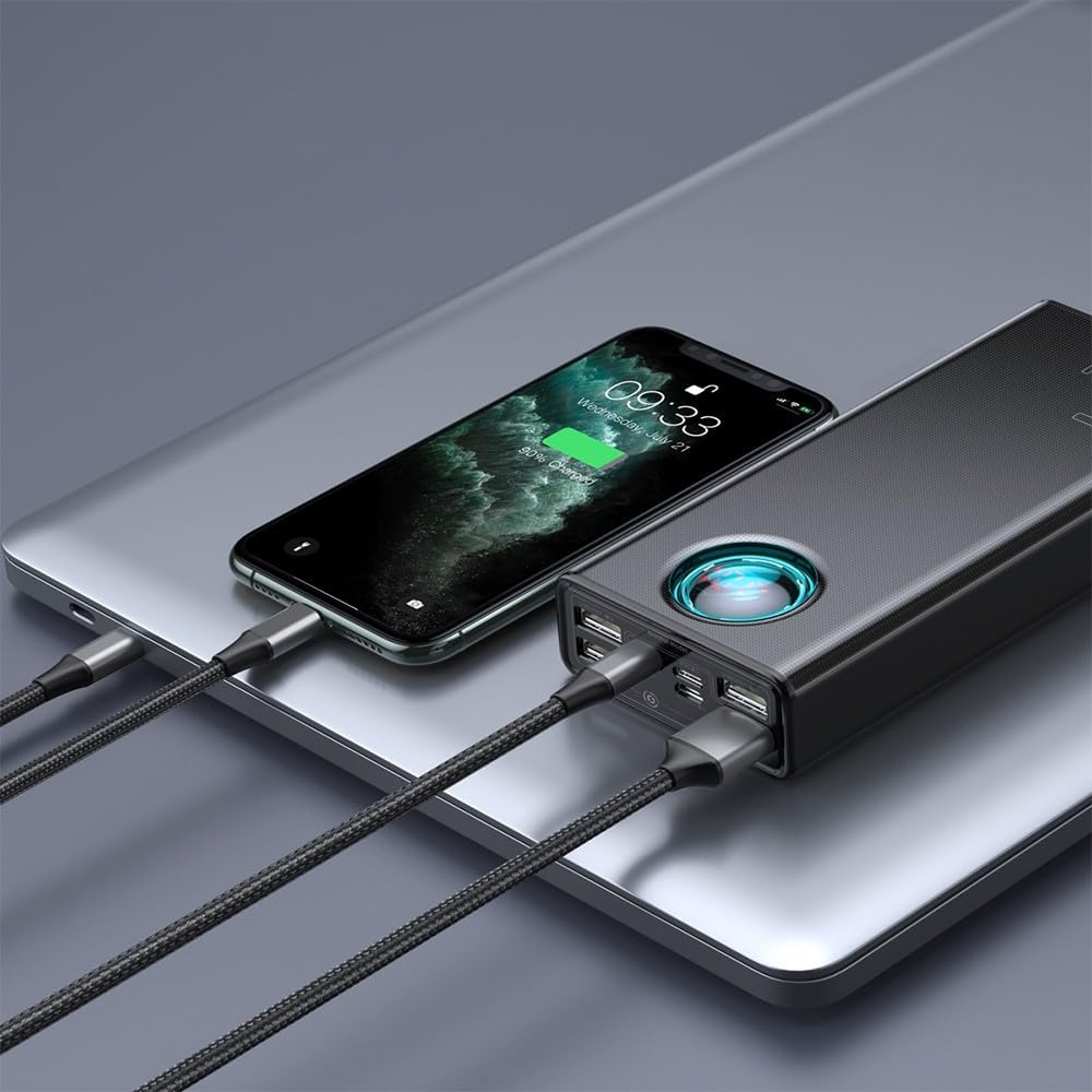 Baseus Power Bank charging a laptop via USB-C