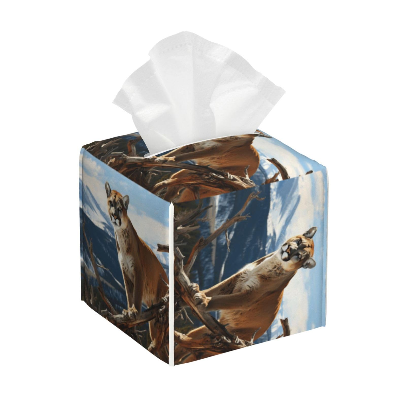 Panther Mountain Lion Tissue Box Cover Square Cube Boxes