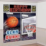 Amscan Basketball Dream Birthday Party Scene Setters Wall Decorating Kit (5 Piece), Black, 14.5 x 10