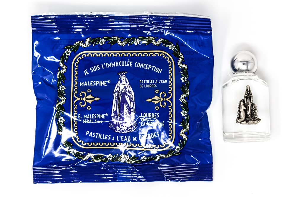 Catholic Gift Shop Lourdes Water Mints 40G & Lourdes Holy Water Bottle Filled From Lourdes