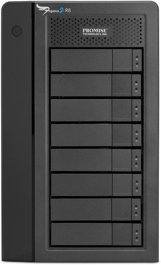 PROMISE - Pegasus2 R8 32TB (8 x 4TB) Thunderbolt 2 RAID System | Fast & Safe Storage System for Multimedia Files | Dual Thunderbolt 2 Ports | RAID Support | Compatible with Mac Time Machine - Black