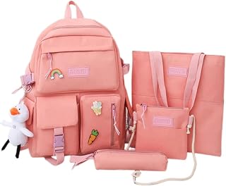Mochila Escolar 4 em 1 Feminina Conjunto Mochila Infantil Mochila Infantil Impermeável Mochila Escolar Para Meninas Estudante Crianças Bolsas Livro (Color : Pink, Size : A)