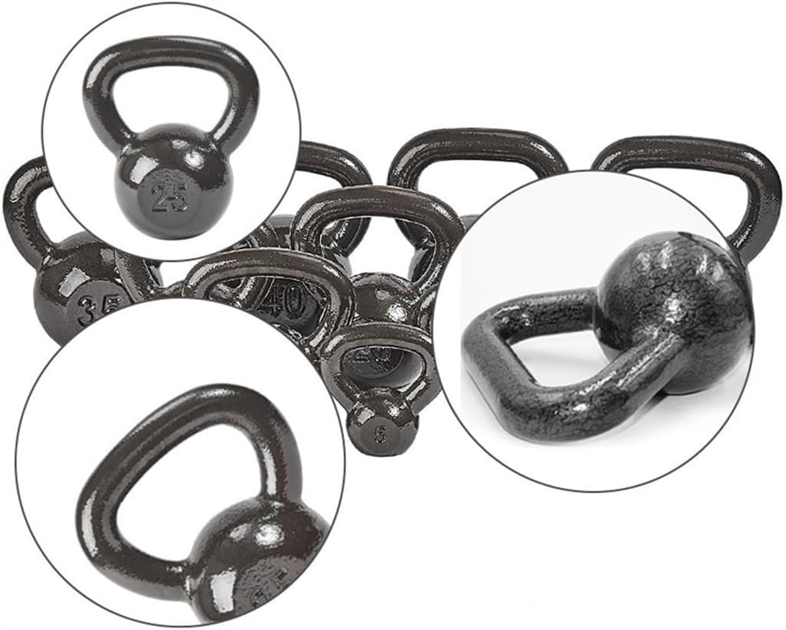 Odważnik z litego żeliwa, czarny zintegrowany Kettlebell, używany do treningu siłowego i fizycznego, fitness i treningu przekrojowego (rozmiar: 4 KG)