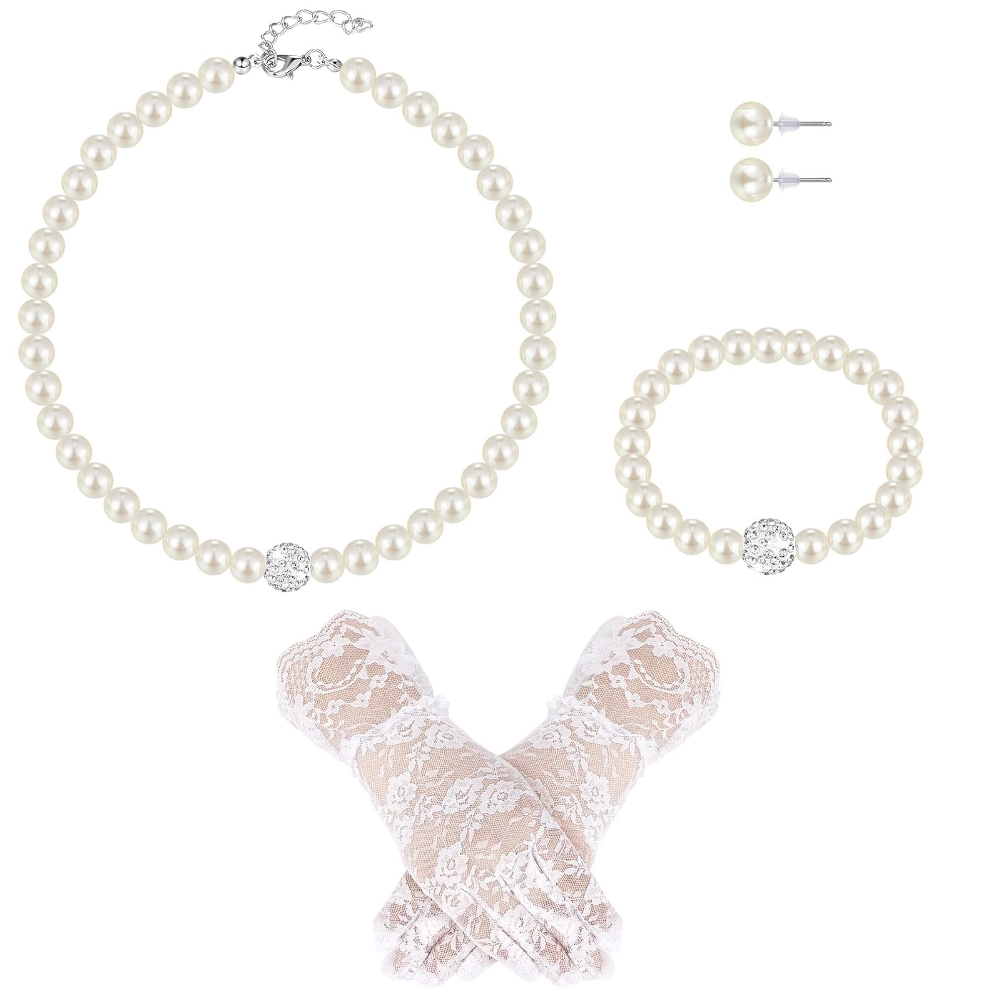 4-Piece White Pearl Necklace Set for Little Girls