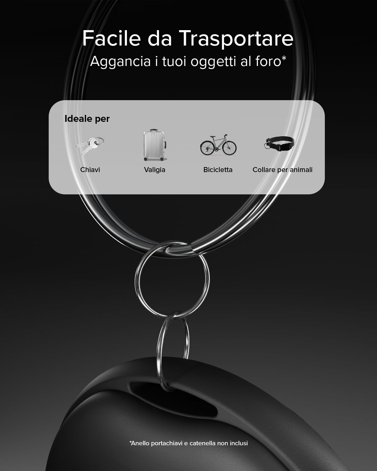 SBS Track My Dot Kit 4 Smart Tag Localizzatori Compatibili Apple Find My Google Find Hub Nero